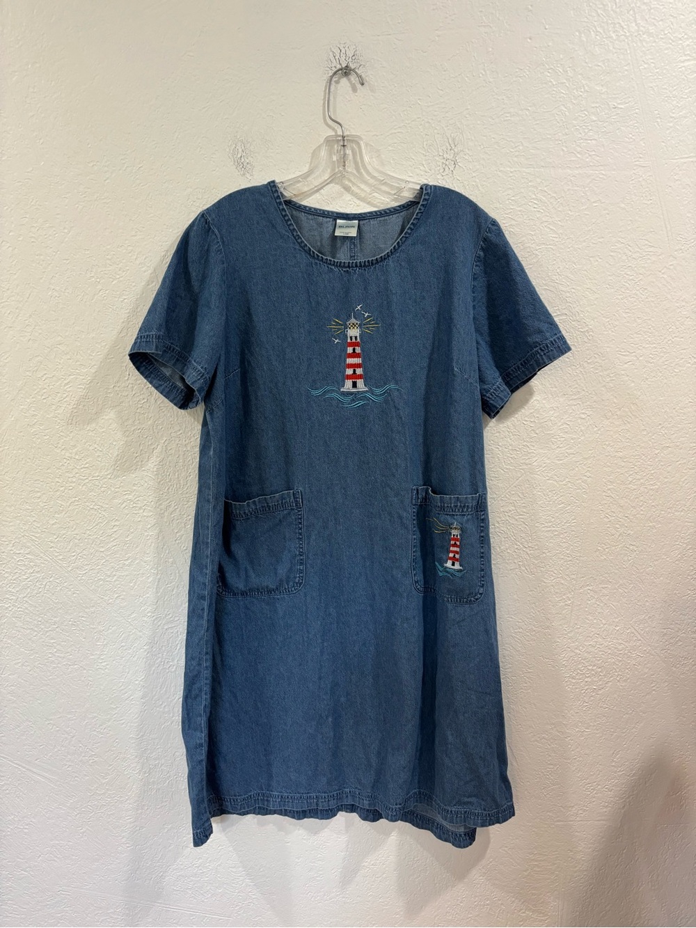 Vintage Blair Lighthouse Nautical Denim Shift Dress